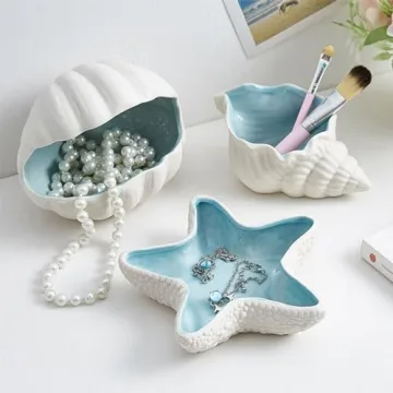 BESSKON Starfish Jewelry Dish - Coastal Decor Trinket Tray