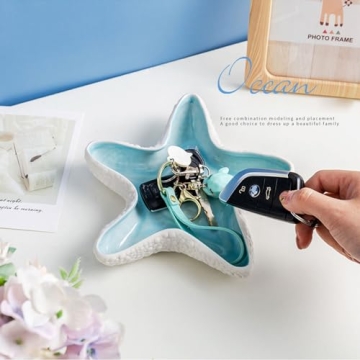 BESSKON Starfish Jewelry Dish - Coastal Decor Trinket Tray