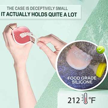 onbuwws Silicone Pink Retainer Case with Lanyard Slim Cute Retainer Holder Dental Thin Container Braces Case for Girl Women Kids Men Travel Partial Denture Night Mouth Guard Aligner Case