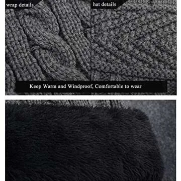 Kawior Winter Beanie Hat and Scarf Set in Grey