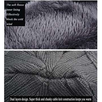 Kawior Winter Beanie Hat and Scarf Set in Grey