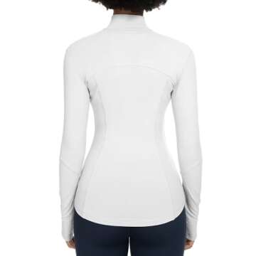 QUEENIEKE Womens Running Jacket Athletic Workout Jackets Track Full Zip Up Gym for Women Yoga Top Nurse Align Slim Fit Sport bbl Scrub Jacket Long Sleeve Sweater White Small