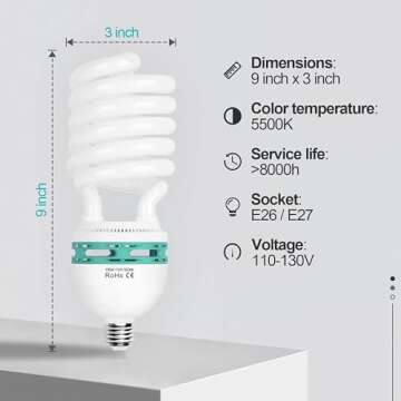 EMART Full Spectrum Light Bulb, 105W Spiral CFL 5500k Daylight for Softbox Lighting Kit, Replacement...
