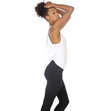 icyzone Tie Back Yoga Tops for Women, Lightweight Workout Athletic Tanks, Breathable Gym Shirts (Pack of 2) (Pale Blush/White, S)