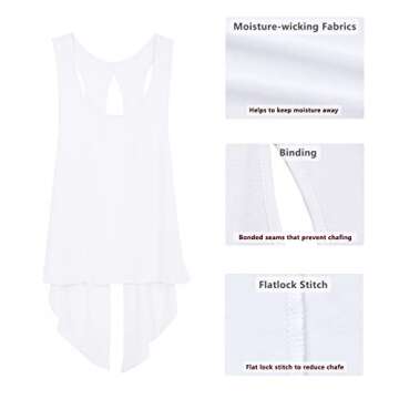 icyzone Tie Back Yoga Tops for Women, Lightweight Workout Athletic Tanks, Breathable Gym Shirts (Pack of 2) (Pale Blush/White, S)