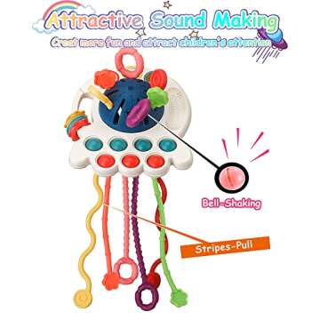 Montessori Toys for 1 Year Old, Baby Sensory Toys 6-12-18 Months, Octopus Silicone Pull String Learning Toys, Bath Travel Teething Toys for Toddlers 1-3, Christmas Birthday Gifts for Boys and Girls