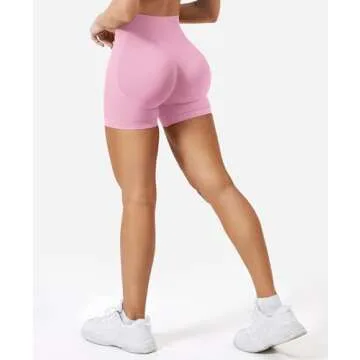 VOYJOY Women Workout Impact Shorts 3.6"/ 4.5"/ 6" Scrunch Butt Lifting Gym Seamless Booty Biker Shorts Pink