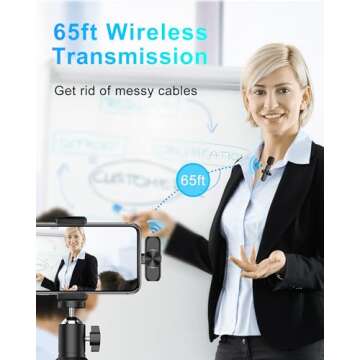 Dual Wireless Microphone for iPhone iPad, Professional Wireless Lavalier Microphone for Video Recording, Clip On Lapel Mic for YouTube/Interview/Vlog/Presentation/Facebook Live