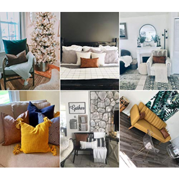 Kdays Brown Faux Leather Lumbar Pillow Cover 12x20