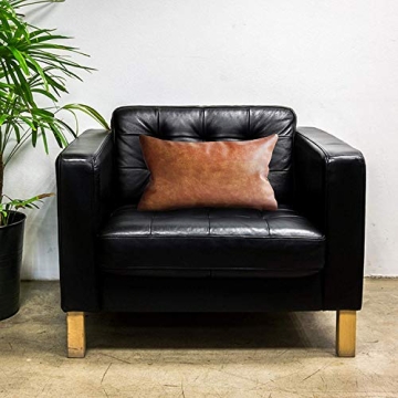 Kdays Brown Faux Leather Lumbar Pillow Cover 12x20