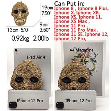 Boutique De FGG Skull Crystal Clutch Evening Handbags