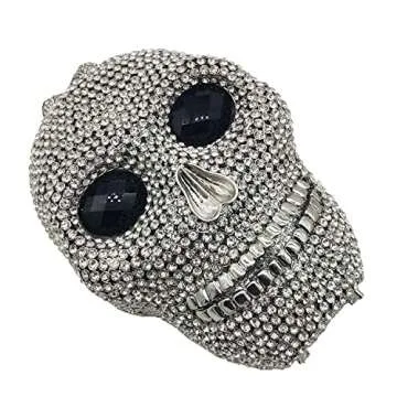 Boutique De FGG Skull Crystal Clutch Evening Handbags