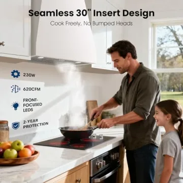 AURAKICH Range Hood 30 Inch Insert - 620CFM Built-in Kitchen Hood with TRUE-COLOR 5500K LED, Complet...