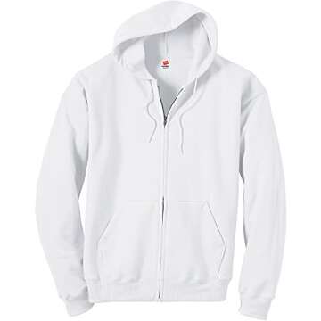 Hanes Men's Full-Zip Eco-Smart Hoodie, white, X Large