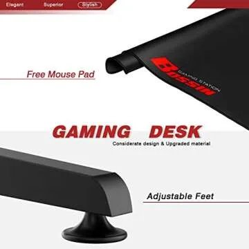Vitesse Gaming Desk Racing Style Computer Desk with Free Mouse pad, Z-Shapped Professional Gamer Game Station with USB Gaming Handle Rack, Cup Holder & Headphone Hook (Carbon Fiber Black, 44 inch)