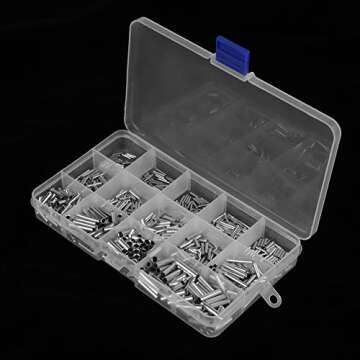 14 Values 10-22 AWG Non-Insulated Ferrule Copper Terminals Assortment Kit for Wire Cable 700Pcs