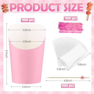 Bokon 100 Set 14 oz Charcuterie Cup with Stick Bag Disposable French Fries Holder for Snack Popcorn ...