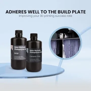 ELEGOO Water Washable 3D Printer Resin LCD UV-Curing Resin 405nm Standard Photopolymer Resin for Mars Saturn Jupiter MSLA DLP LCD 3D Printing 1000Gram Ceramic Grey