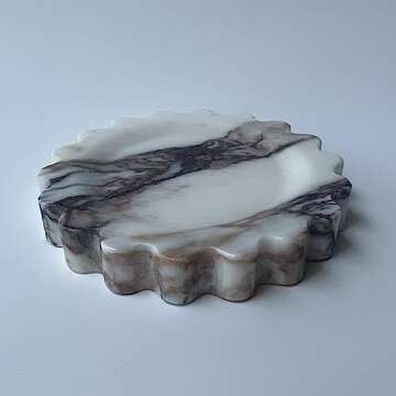 Scalloped Decorative Tray, Marble, 4" Diameter