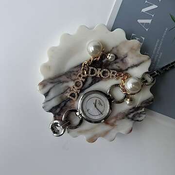 Scalloped Decorative Tray, Marble, 4" Diameter