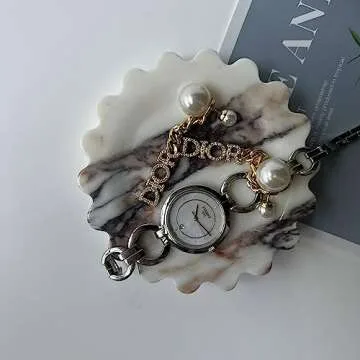 Scalloped Decorative Tray, Marble, 4" Diameter