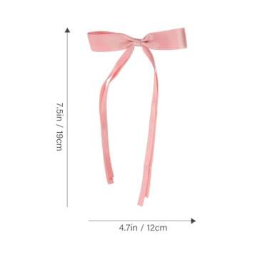 2Pcs Pink Hair Bow: Pink Hair Ribbons with Hair Clip, Lolita Accessories for Girls