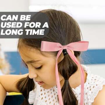 2Pcs Pink Hair Bow: Pink Hair Ribbons with Hair Clip, Lolita Accessories for Girls