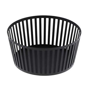 Yamazaki Home Striped Steel Fruit Basket - Modern Kitchen Storage Holder in Black