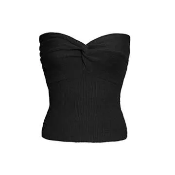 Womens Strapless Crop Top with Sweetheart Neck Design
