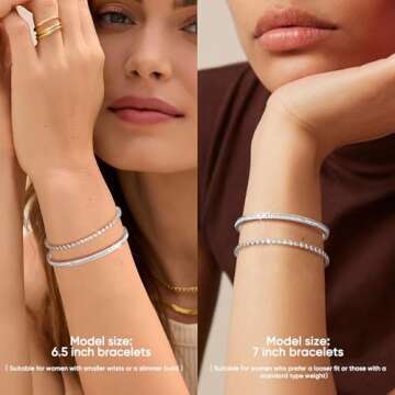 SUPNEER Elegant Silver Tennis Bracelet Bangle Set