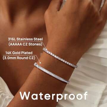 SUPNEER Elegant Silver Tennis Bracelet Bangle Set