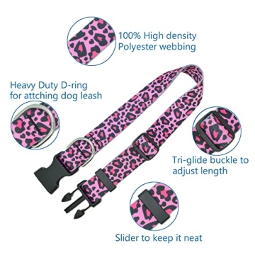 DWOOFG Pretty Dog Collar for Large Dogs in Pink Design