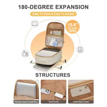 Beige Travel Backpack For Women Men Carry On Backpack For Traveling On Airplane Travel Essentials Hiking Waterproof Laptop Backpack With Shoe Compartment Gym Work College Backpack For Travel Bag