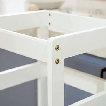 Kitchen Step Stool for Kids with Safety Rail,Toddler Standing Tower for Kitchen Counter, Baby Montessori Stool,Solid Wood Construction,White