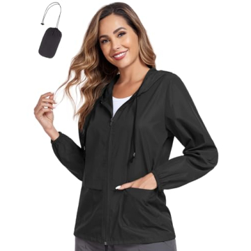 JTANIB Packable Rain Jacket Women Waterproof Lightweight Raincoat with Hood for Hiking Outdoor Trave...