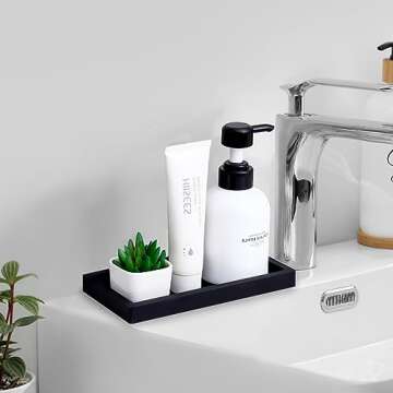 Small Silicone Bathroom Vanity Tray Rectangle Soap and Sponge Holder Kitchen Sink Organizer for Scru...