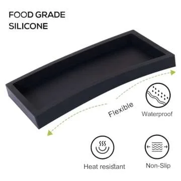 Small Silicone Bathroom Vanity Tray Rectangle Soap and Sponge Holder Kitchen Sink Organizer for Scrubber, Lotion Bottles, Perfume, Jewelry, Candle, Key Trinket Ring, Black