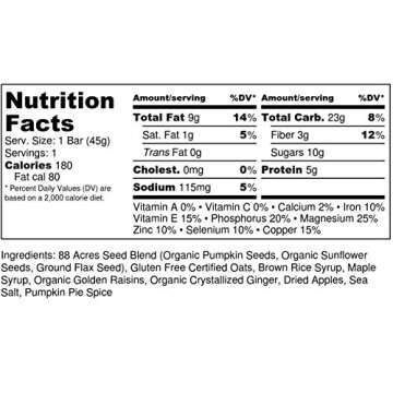 88 Acres, Ginger Apple Seed Bars, 1.6 Ounce, 9 Pack