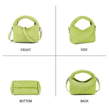 Women Woven Tote Small Crossbody Bag, Weave Quilted Purse Square Shoulder Bag Woven Handbag with Det...