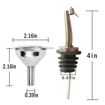QMET olive oil spouts,Stainless Steel Classic Bottle Pour Tapered Spouts for Pours liquor, vinegar, syrup or oils with Stainless Steel Funnels (12pcs)