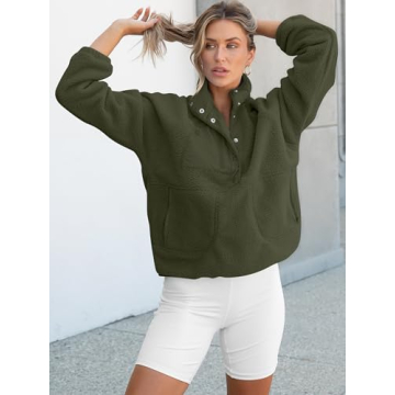ANRABESS Women Fleece Sherpa Pullover Warm Stylish Jacket