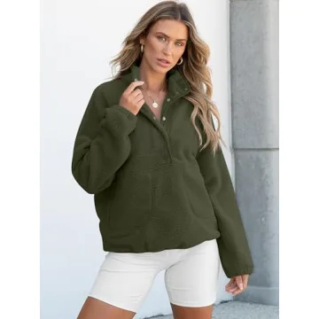 ANRABESS Women Fleece Sherpa Pullover Warm Stylish Jacket