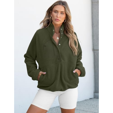 ANRABESS Women Fleece Sherpa Pullover Warm Stylish Jacket