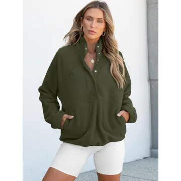 ANRABESS Women Fleece Sherpa Pullover Warm Stylish Jacket