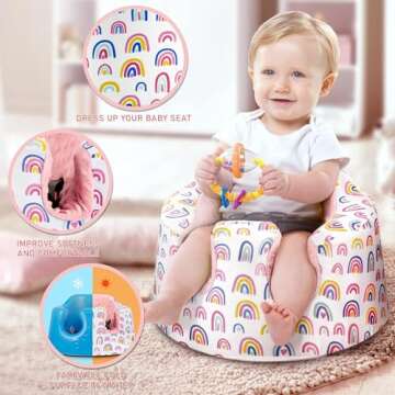 IPOZITO Rainbow Bumbo Seat Cover for Comfort & Style