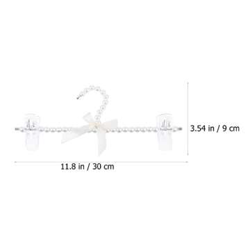 LUOZZY 2 Pcs Artificial Pearl Hangers Pearl Pants Hangers Plastic Bowknot Clothes Rack with Clip for Trousers Jeans Skirts