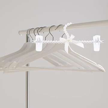 LUOZZY 2 Pcs Artificial Pearl Hangers Pearl Pants Hangers Plastic Bowknot Clothes Rack with Clip for Trousers Jeans Skirts