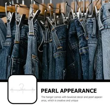 LUOZZY 2 Pcs Artificial Pearl Hangers Pearl Pants Hangers Plastic Bowknot Clothes Rack with Clip for Trousers Jeans Skirts