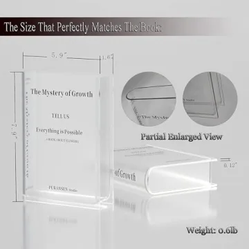 Puransen Bookend Vase for Flowers, Cute Home Office Decor; Unique Vase for Book Lovers, Artistic and Cultural Flavor Acrylic Clear Vases (Not Including Flowers)