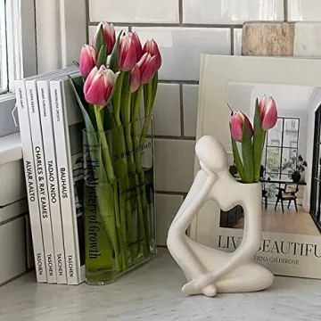 Puransen Bookend Vase for Flowers, Cute Home Office Decor; Unique Vase for Book Lovers, Artistic and Cultural Flavor Acrylic Clear Vases (Not Including Flowers)